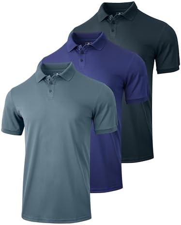 ZENGVEE 5 Pack Polo Golf T Shirts for Men Dry Short Sleeve